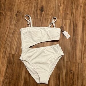 White one piece, bathing suit